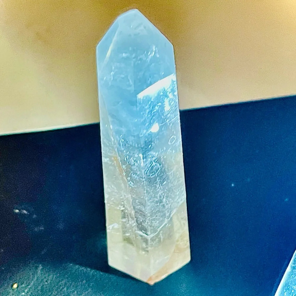 New Natural Rare Ferruginous Quartz Crystal Clear Red Line Small Tower Stone
